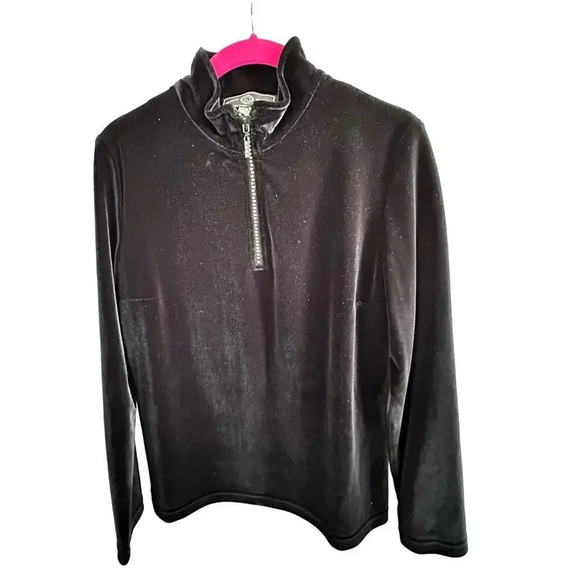 St. John Women's Black velour hooded Jacket Size small - Picture 5 of 6